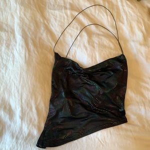 Iridescent Backless Halter Top